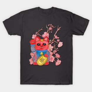 Red Lucky Cat T-Shirt